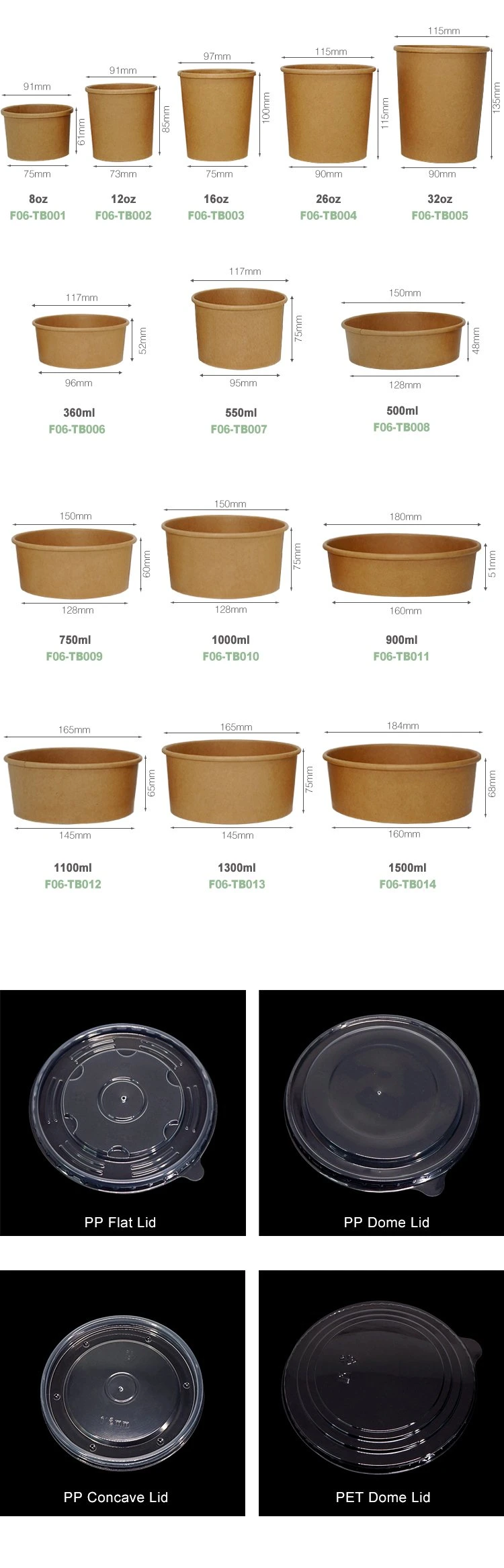 1000ml Wholesale Kraft Paper Bowl Food Boxes Takeaway Packaging