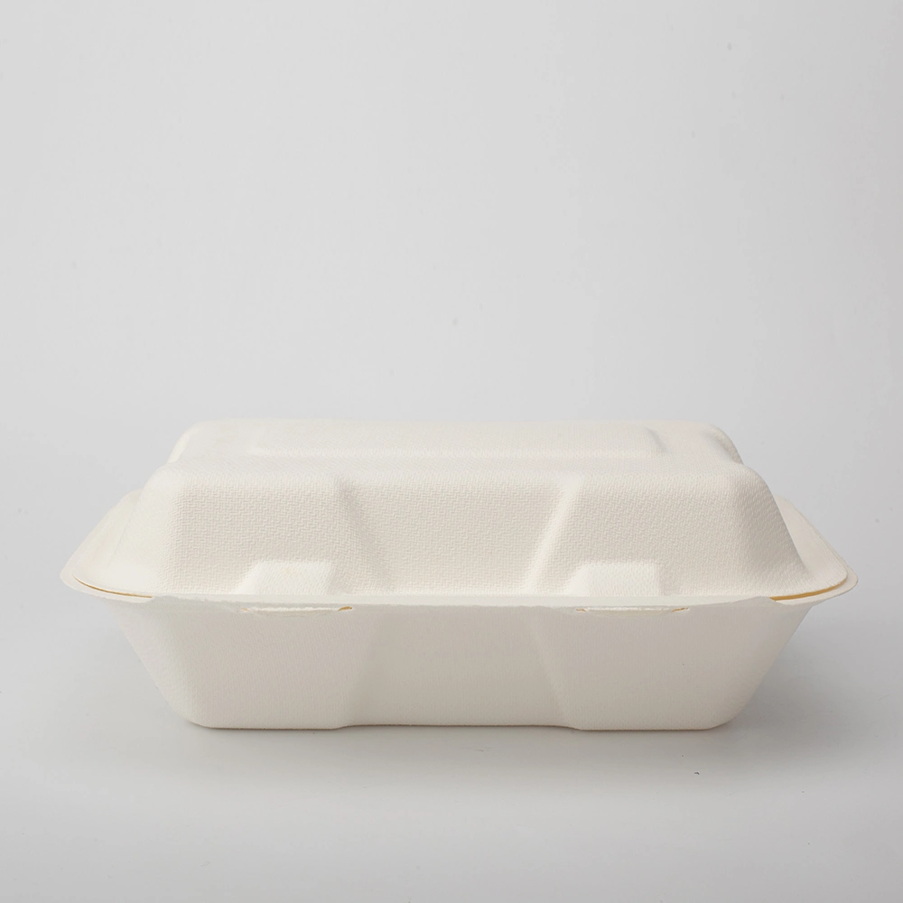 Biodegradable Eco Friendly Disposable Bagasse Paper Pulp Compostable Lunch Clamshell Box Container