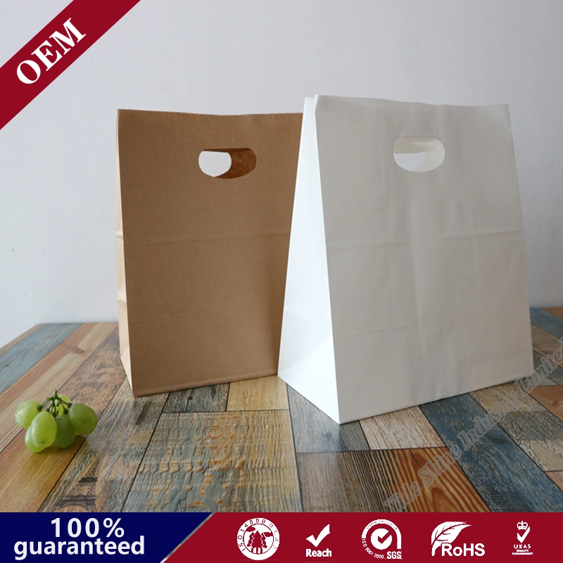 Sos Patch Reinforced Brown Kraft Gift Shopping Bag Die Cut Custom Gift Bags Mini Brown Kraft Paper Bag