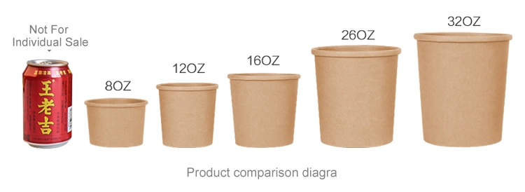 Disposable Eco-Friendly Soup Bucket Kraft Paper Brown Paper Bucket Hot Soup Bucket