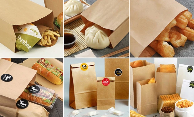 Factory Wholesale Custom Printed White Kraft Sos Paper Bag for Fast Food Take-out