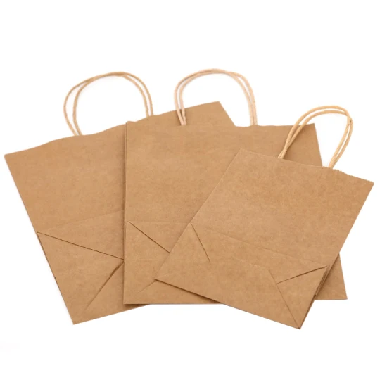 Papel kraft descartável, saco de mão de papel kraft branco, sem alça, proteção ambiental, saco de papel degradável