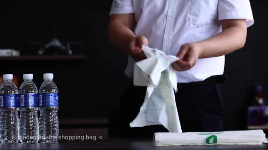 Sacos de compras ecologicamente corretos sem plástico com alça feito de amido biodegradável para transporte de supermercado com preço baixo