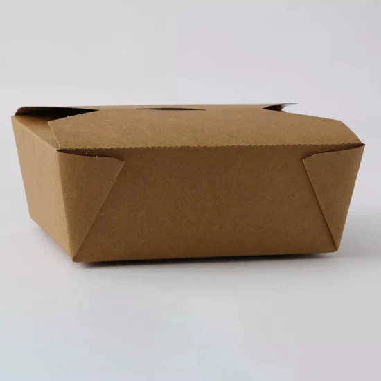 Bandejas de comida Kraft, 4 recipientes de comida pop-up de canto, bandejas de papelão à prova de gordura para festa, caixa de papel marrom dobrável descartável para lanches