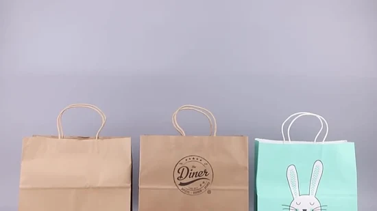 Saco de papel personalizado com alça para compras de presente Saco de papel recortado