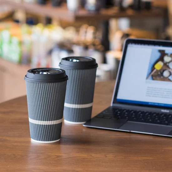 Copos de café de papel kraft descartáveis ​​personalizados de parede única/dupla/ondulada com tampas